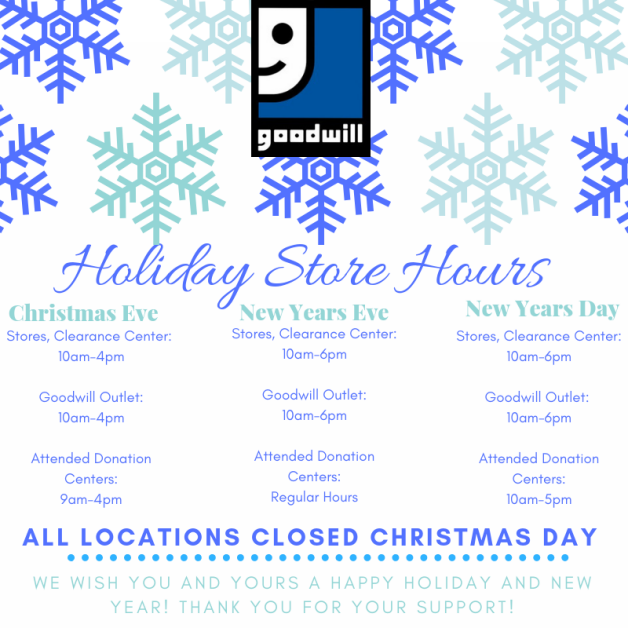 Goodwill Store 2018 Holiday Hours Announced Goodwill of the Finger Lakes
